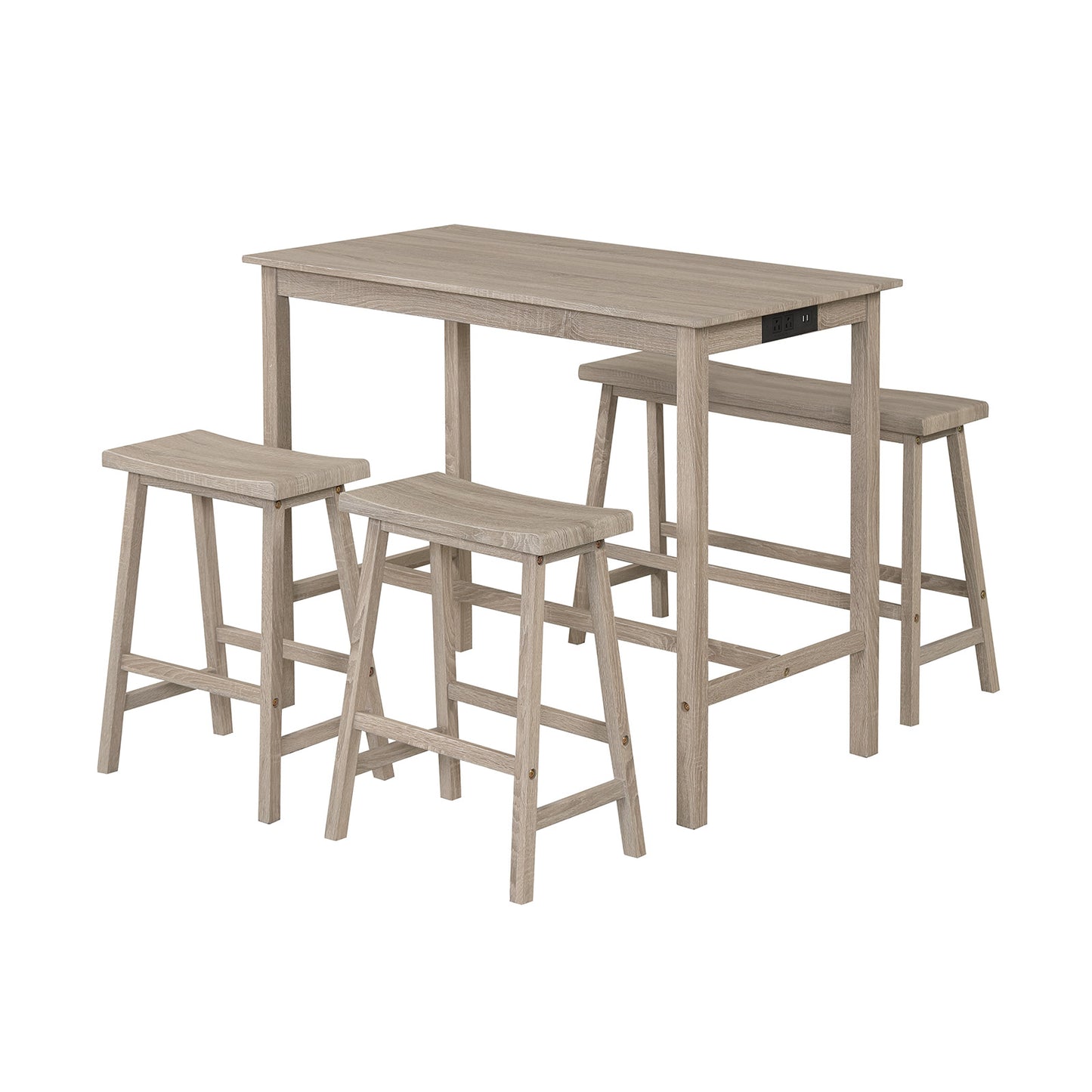 4-Piece Counter Height Dining Table Set, Solid Rubber Wood, Light Gray Dining Room Sets Light Gray at Gallery Canada