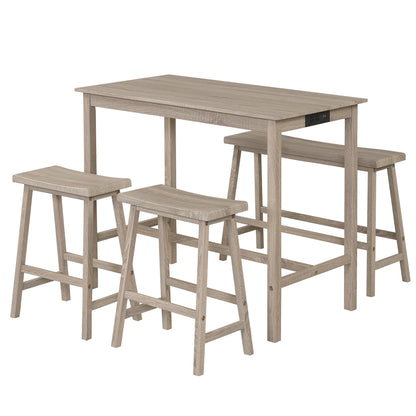 4-Piece Counter Height Dining Table Set, Solid Rubber Wood, Light Gray Dining Room Sets at Gallery Canada