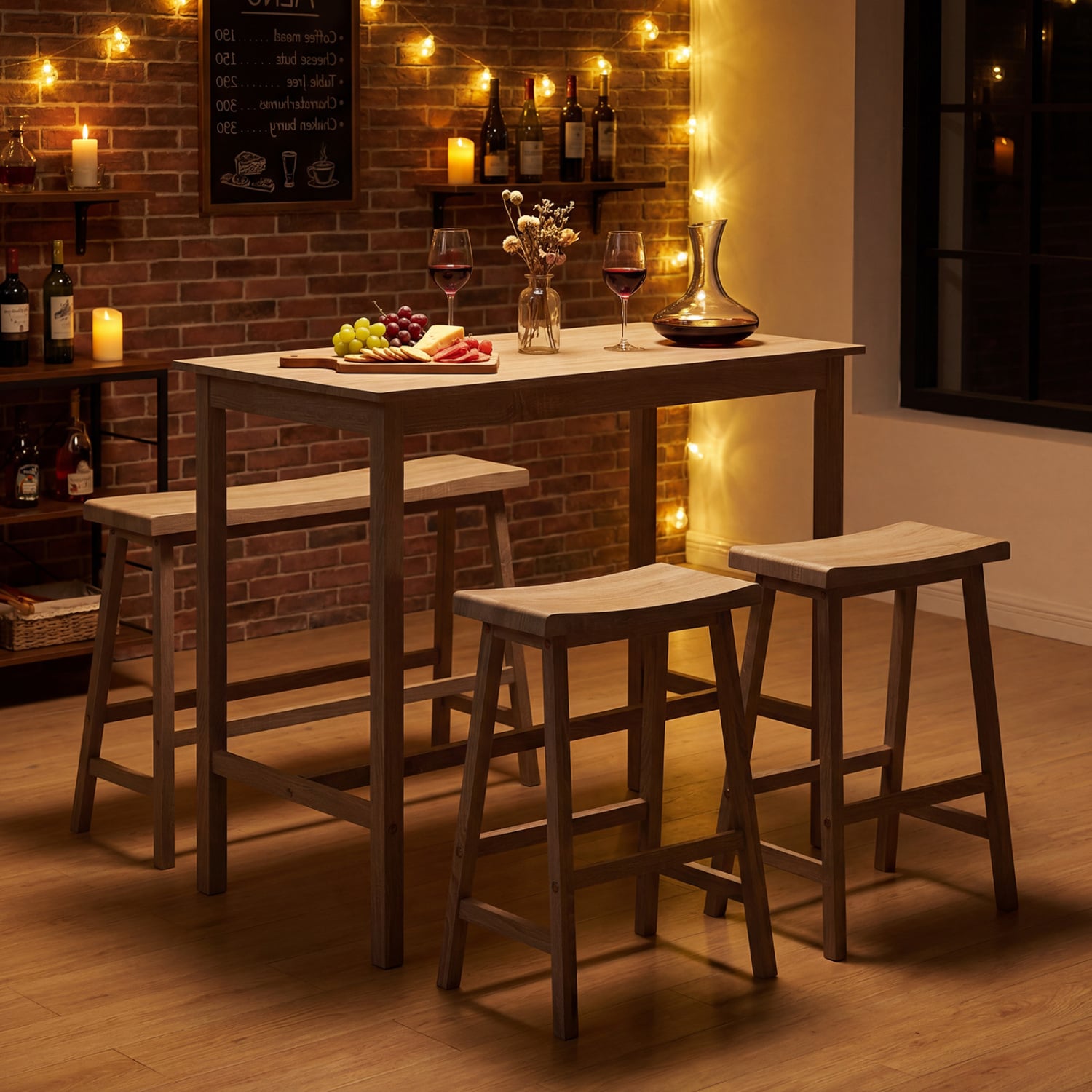 4-Piece Counter Height Dining Table Set, Solid Rubber Wood, Light Gray Dining Room Sets at Gallery Canada