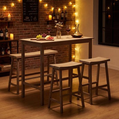 4-Piece Counter Height Dining Table Set, Solid Rubber Wood, Light Gray Dining Room Sets at Gallery Canada