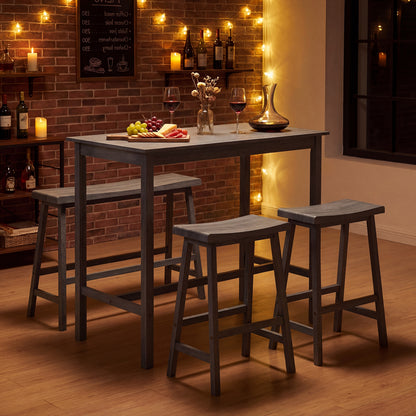4-Piece Counter Height Dining Table Set, Solid Rubber Wood, Gray Dining Room Sets at Gallery Canada