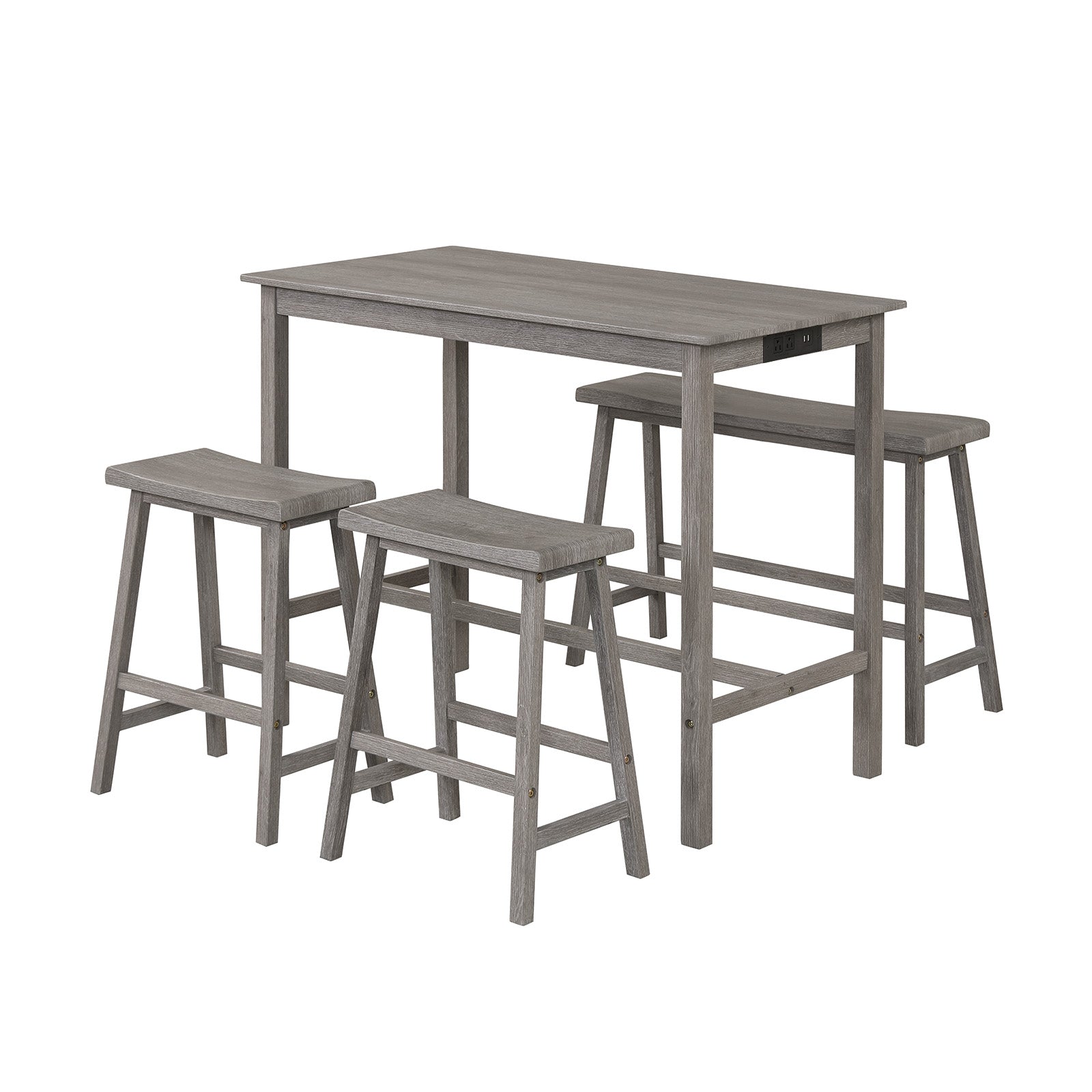 4-Piece Counter Height Dining Table Set, Solid Rubber Wood, Gray Dining Room Sets at Gallery Canada