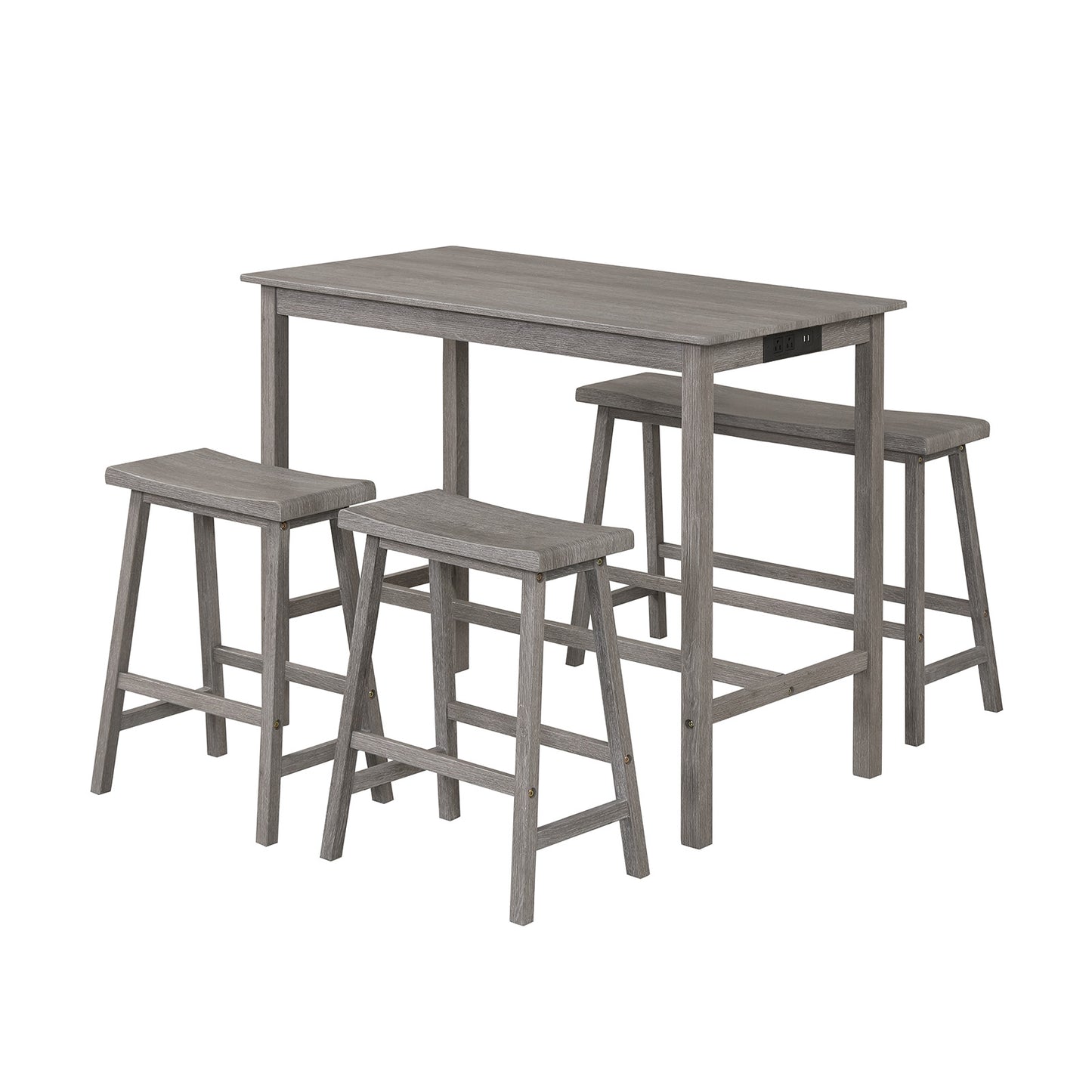 4-Piece Counter Height Dining Table Set, Solid Rubber Wood, Gray Dining Room Sets at Gallery Canada