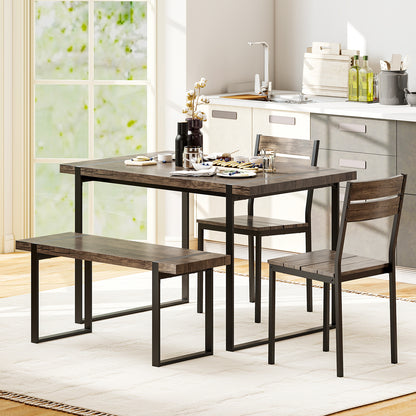 4-Piece Dining Table Set, Gray, 1 Bench, 2 Chairs, Black Dining Room Sets at Gallery Canada