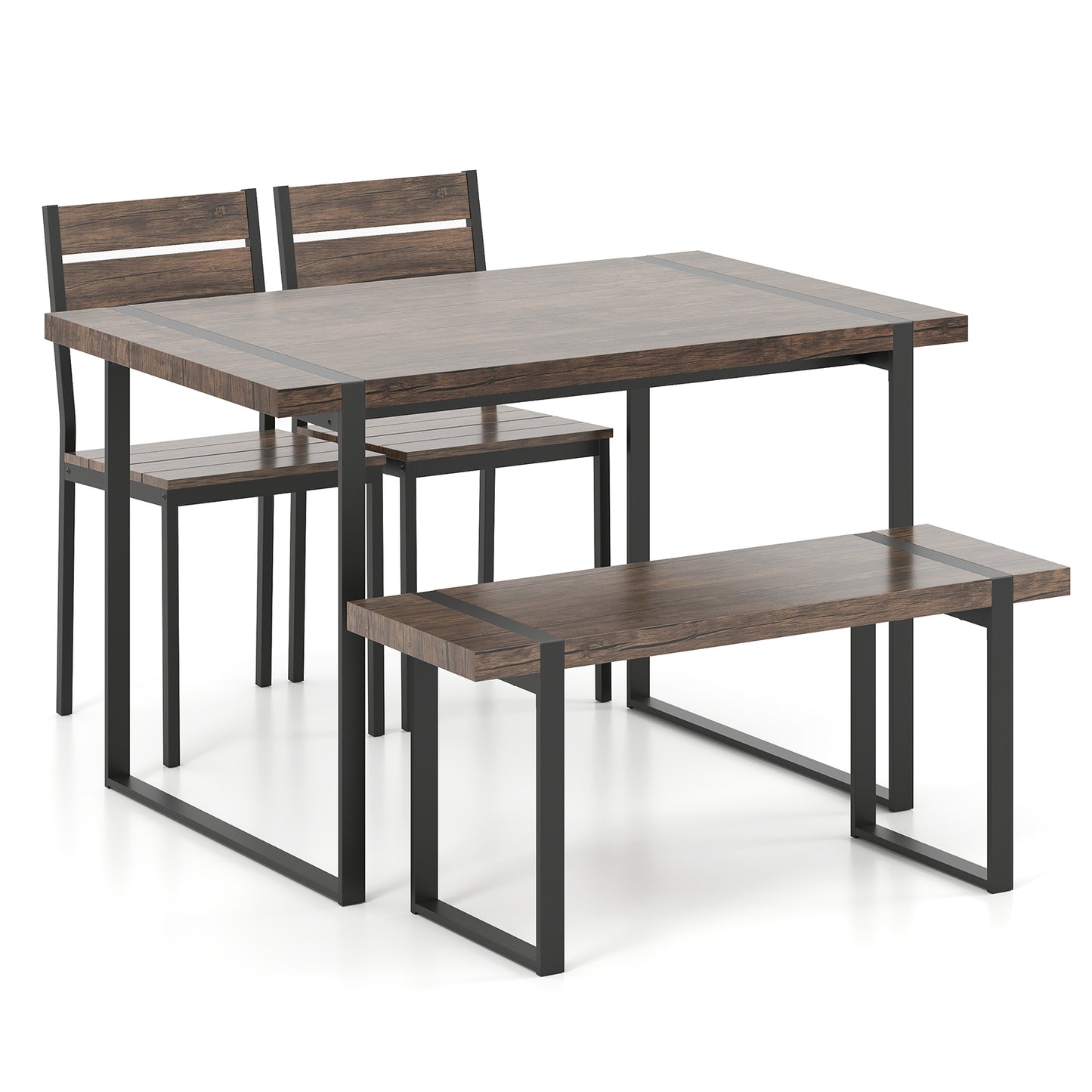 4-Piece Dining Table Set, Gray, 1 Bench, 2 Chairs, Black Dining Room Sets Black & Gray at Gallery Canada