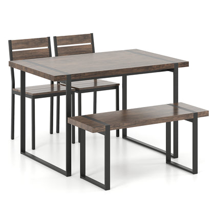 4-Piece Dining Table Set, Gray, 1 Bench, 2 Chairs, Black Dining Room Sets Black & Gray at Gallery Canada