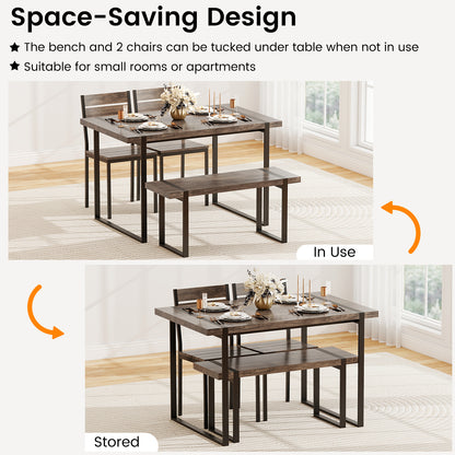 4-Piece Dining Table Set, Gray, 1 Bench, 2 Chairs, Black Dining Room Sets at Gallery Canada