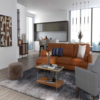 4-Piece Home Furniture Set with 2 Swivel Bar Stools Kitchen Sideboard Sectional Sofa & Glass Coffee Table Furniture at Gallery Canada