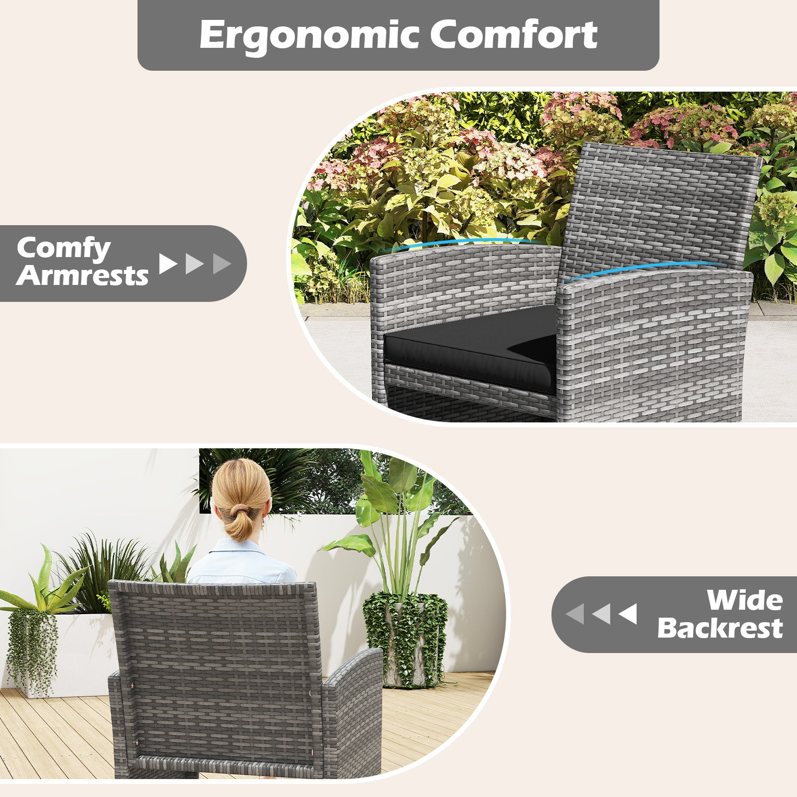 4 Piece Patio Conversation Set Rattan Chair Loveseat and Table Set, Black Patio Conversation Sets at Gallery Canada