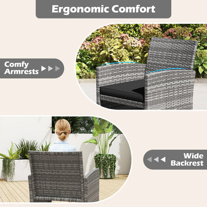 4 Piece Patio Conversation Set Rattan Chair Loveseat and Table Set, Black Patio Conversation Sets at Gallery Canada