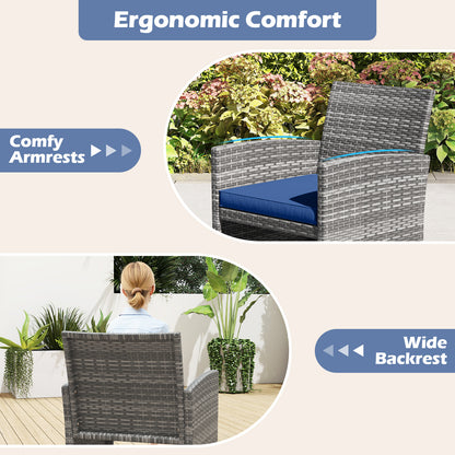 4 Piece Patio Conversation Set Rattan Chair Loveseat and Table Set, Navy Patio Conversation Sets at Gallery Canada
