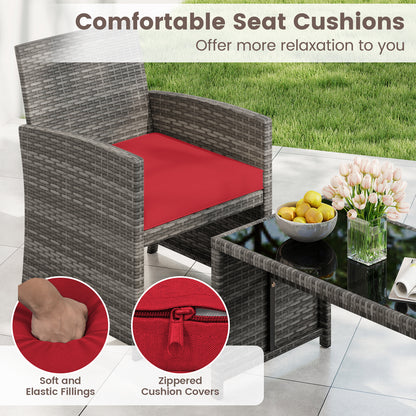 4 Piece Patio Conversation Set Rattan Chair Loveseat and Table Set, Red Patio Conversation Sets at Gallery Canada