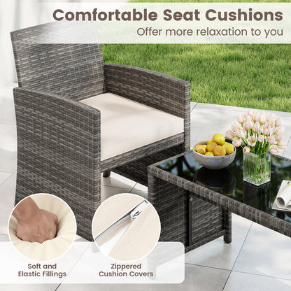 4 Piece Patio Conversation Set Rattan Chair Loveseat and Table Set, Off White Patio Conversation Sets at Gallery Canada