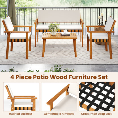 4 Piece Patio Set With Coffee Table, White Patio Conversation Sets at Gallery Canada