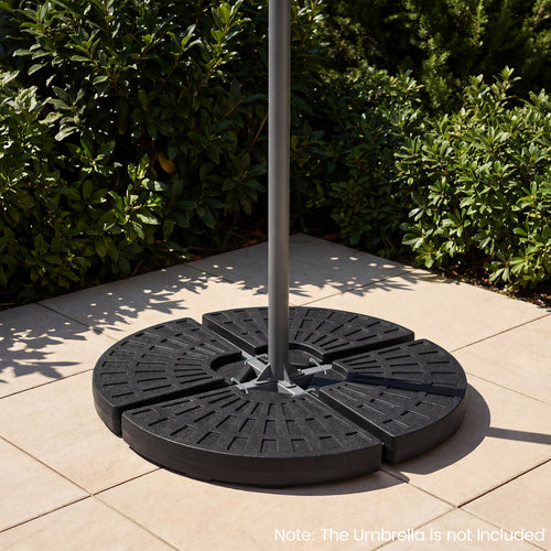 4-Piece Patio Market Umbrella Base 140 LBS Heavy-Duty with U-Locking Pins, Black