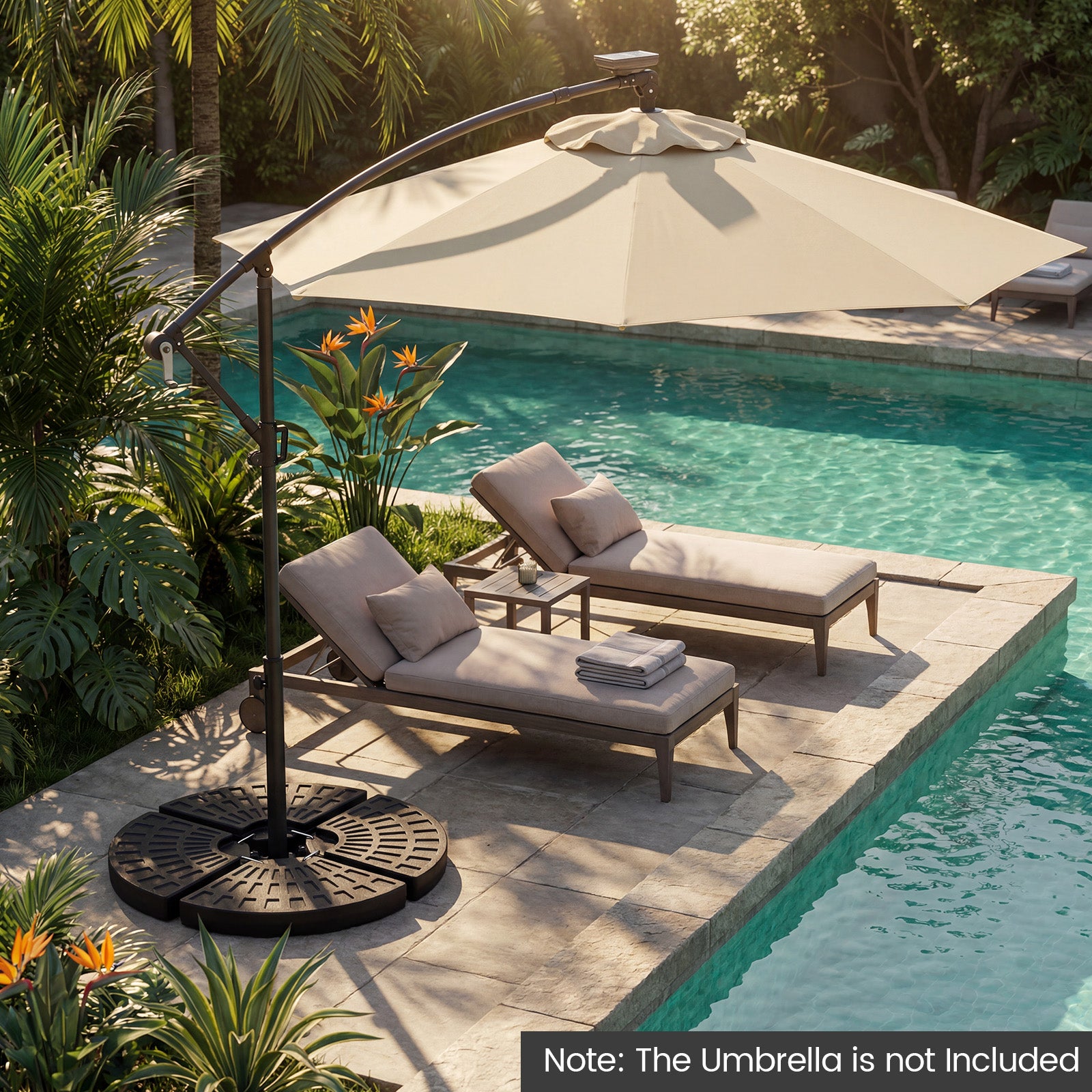 4-Piece Patio Market Umbrella Base 140 LBS Heavy-Duty with U-Locking Pins, Black Outdoor Umbrella Bases at Gallery Canada