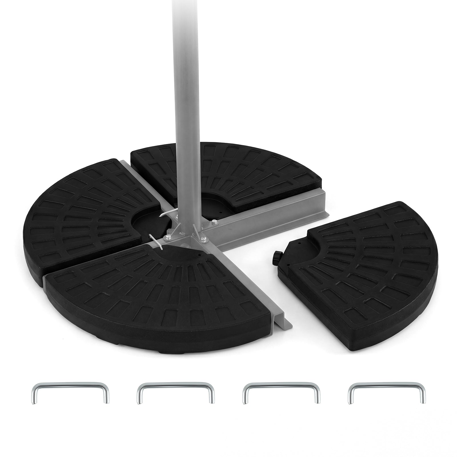 4-Piece Patio Market Umbrella Base 140 LBS Heavy-Duty with U-Locking Pins, Black Outdoor Umbrella Bases at Gallery Canada