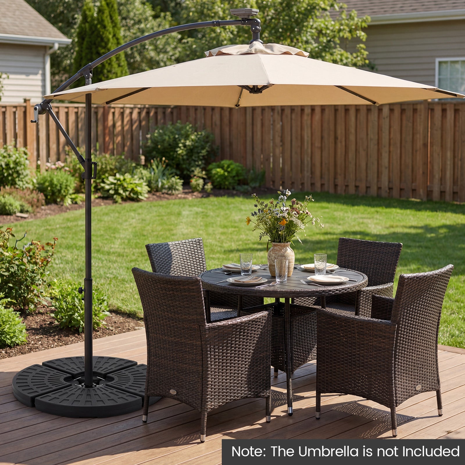 4-Piece Patio Market Umbrella Base 140 LBS Heavy-Duty with U-Locking Pins, Black Outdoor Umbrella Bases at Gallery Canada