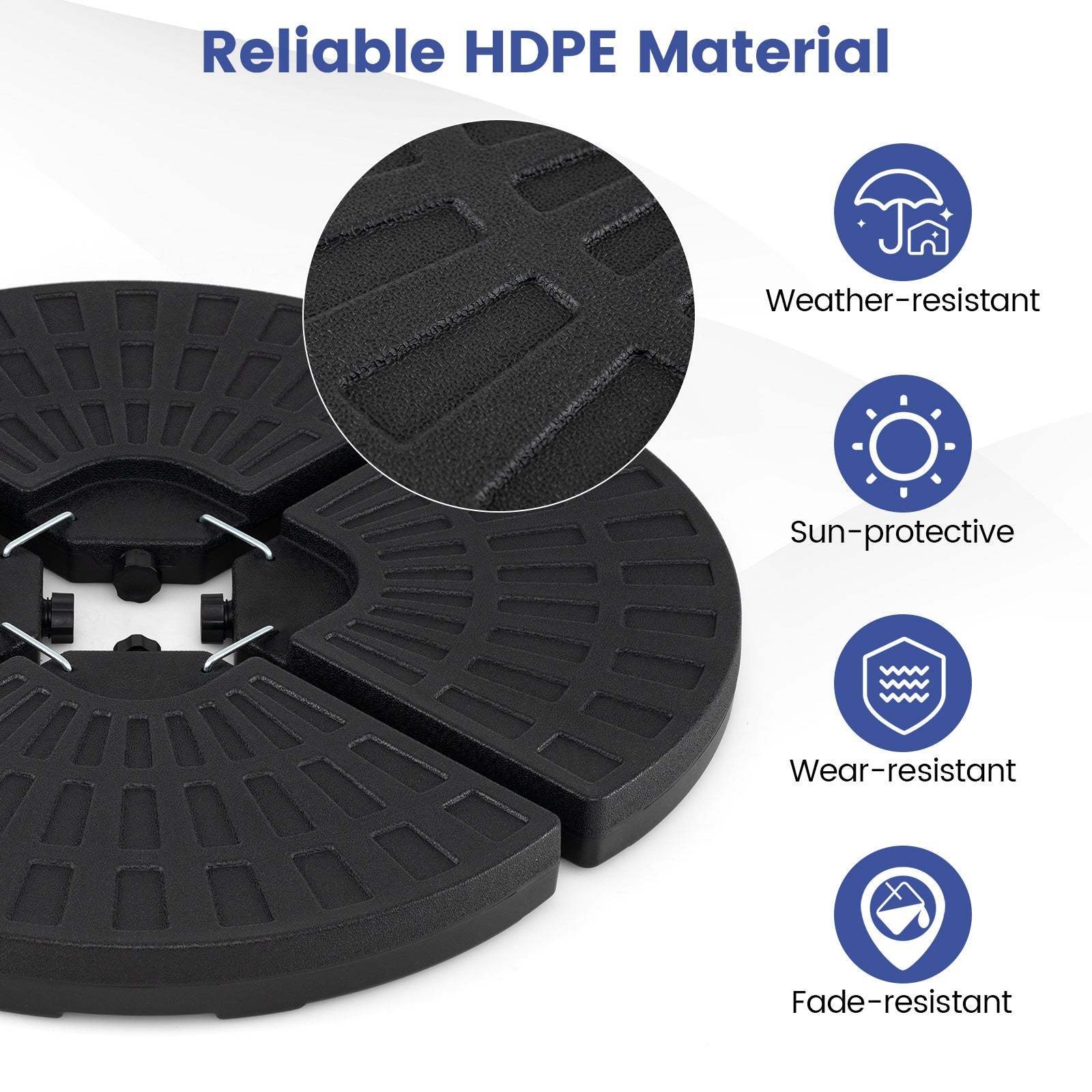 4-Piece Patio Market Umbrella Base 140 LBS Heavy-Duty with U-Locking Pins, Black Outdoor Umbrella Bases at Gallery Canada