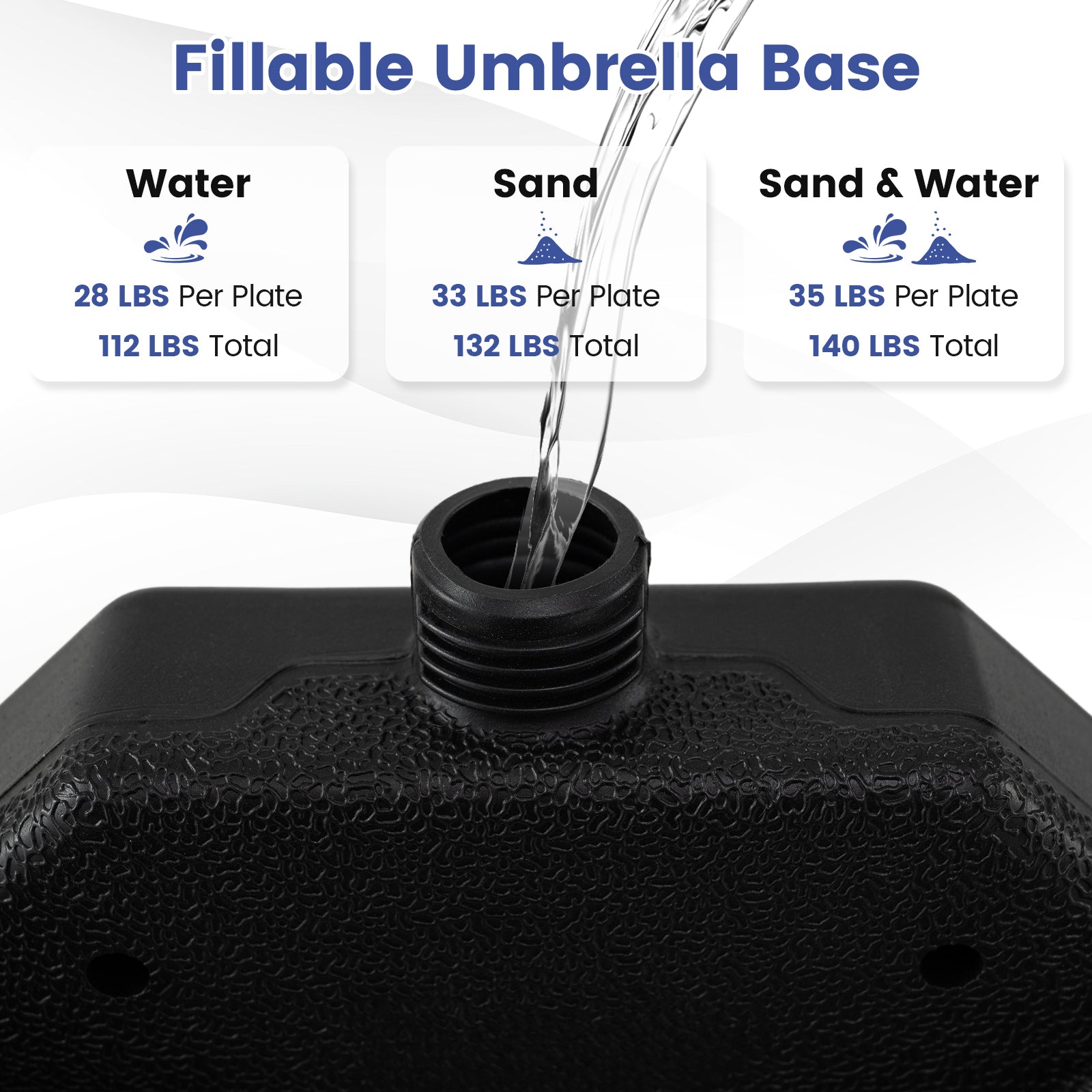 4-Piece Patio Market Umbrella Base 140 LBS Heavy-Duty with U-Locking Pins, Black Outdoor Umbrella Bases at Gallery Canada