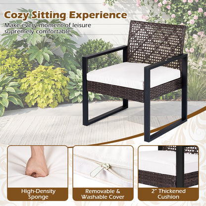 4-Piece Patio Set with Acacia Coffee Table and Wicker Chairs for Backyard-Brown & Black Patio Conversation Sets at Gallery Canada