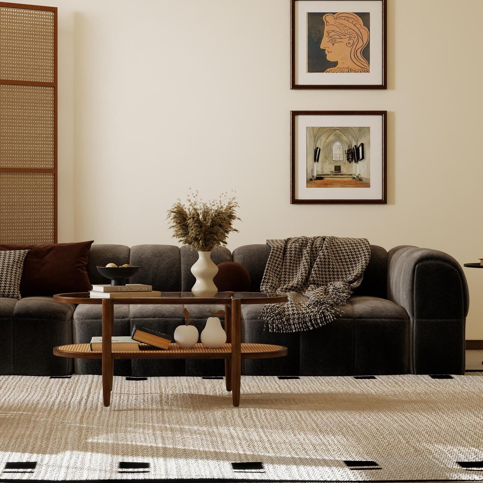3 Piece Rattan and Wood Living Room Set with Side Table Coffee Table and TV Stand Living Room at Gallery Canada