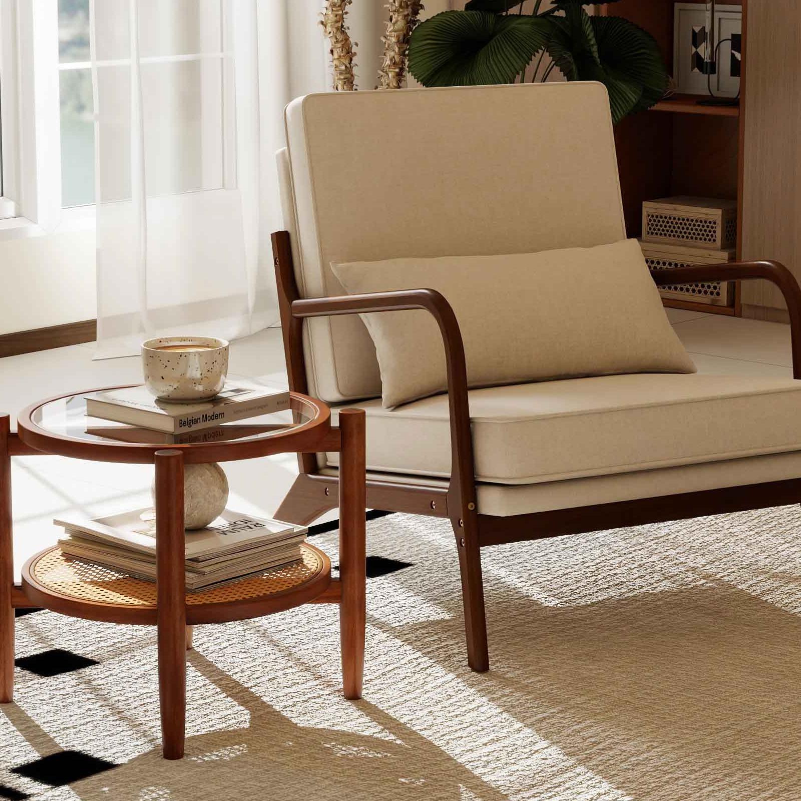 3 Piece Rattan and Wood Living Room Set with Side Table Coffee Table and TV Stand Living Room at Gallery Canada