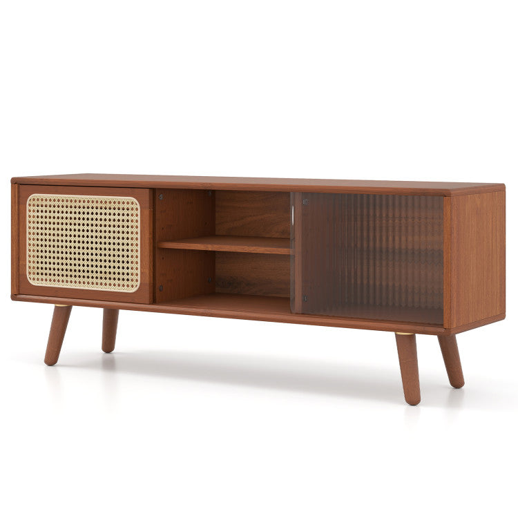 3 Piece Rattan and Wood Living Room Set with Side Table Coffee Table and TV Stand Living Room at Gallery Canada