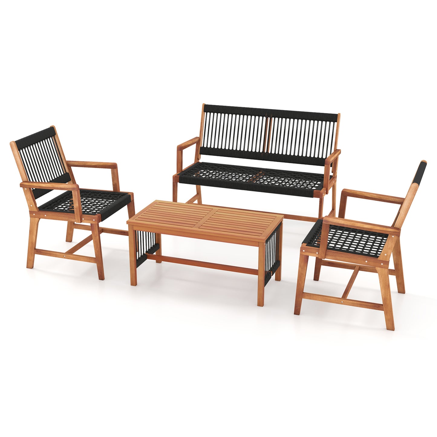 Acacia Wood Patio Conversation Set, 4 Pieces, Natural Patio Conversation Sets at Gallery Canada