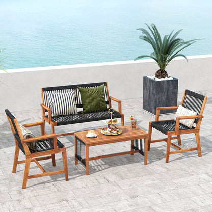 Acacia Wood Patio Conversation Set, 4 Pieces, Natural Patio Conversation Sets at Gallery Canada