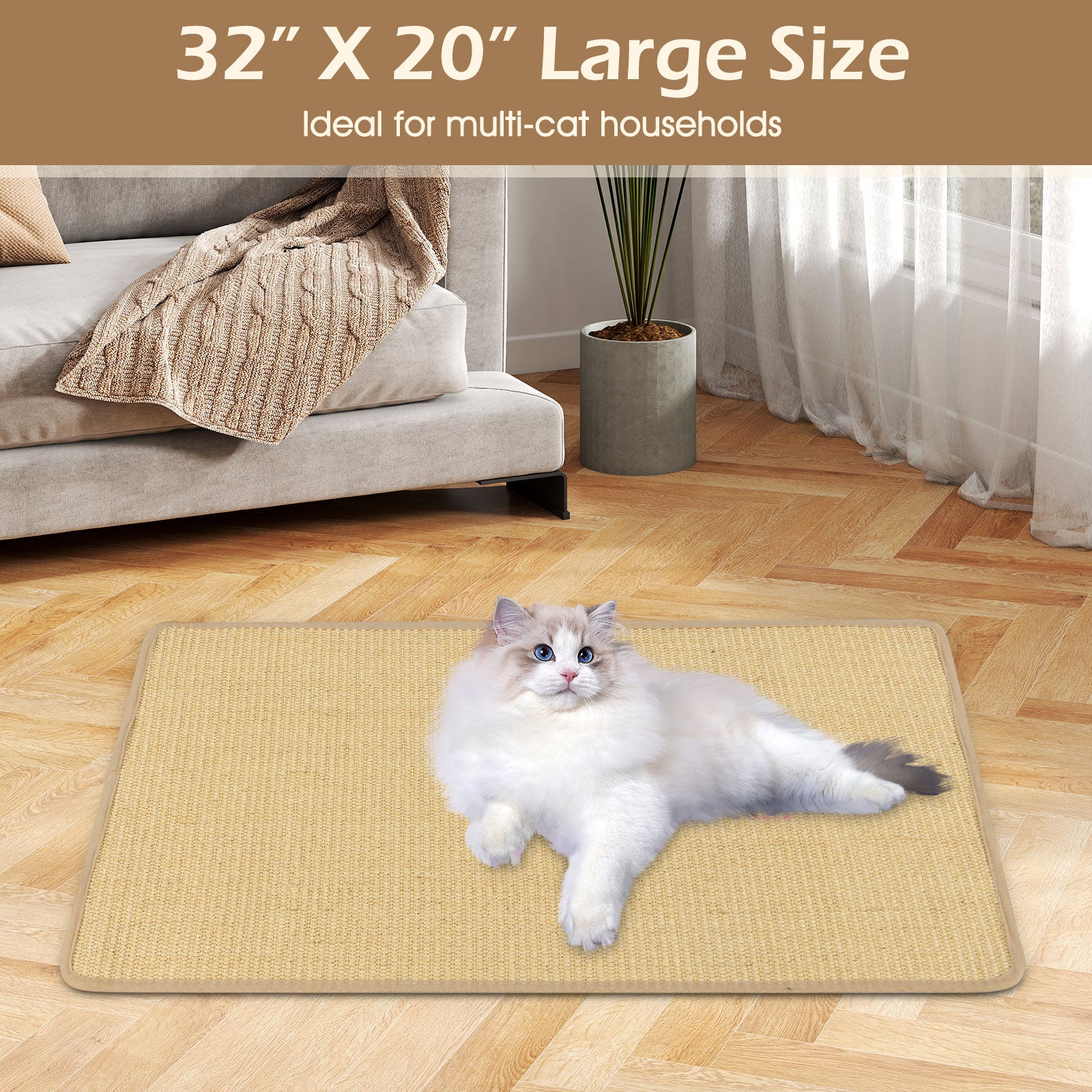 Cat Scratcher Mat Set, 4 Pieces, 32 x 20 Inch, Natural Cat Trees Condos & Scratchers at Gallery Canada