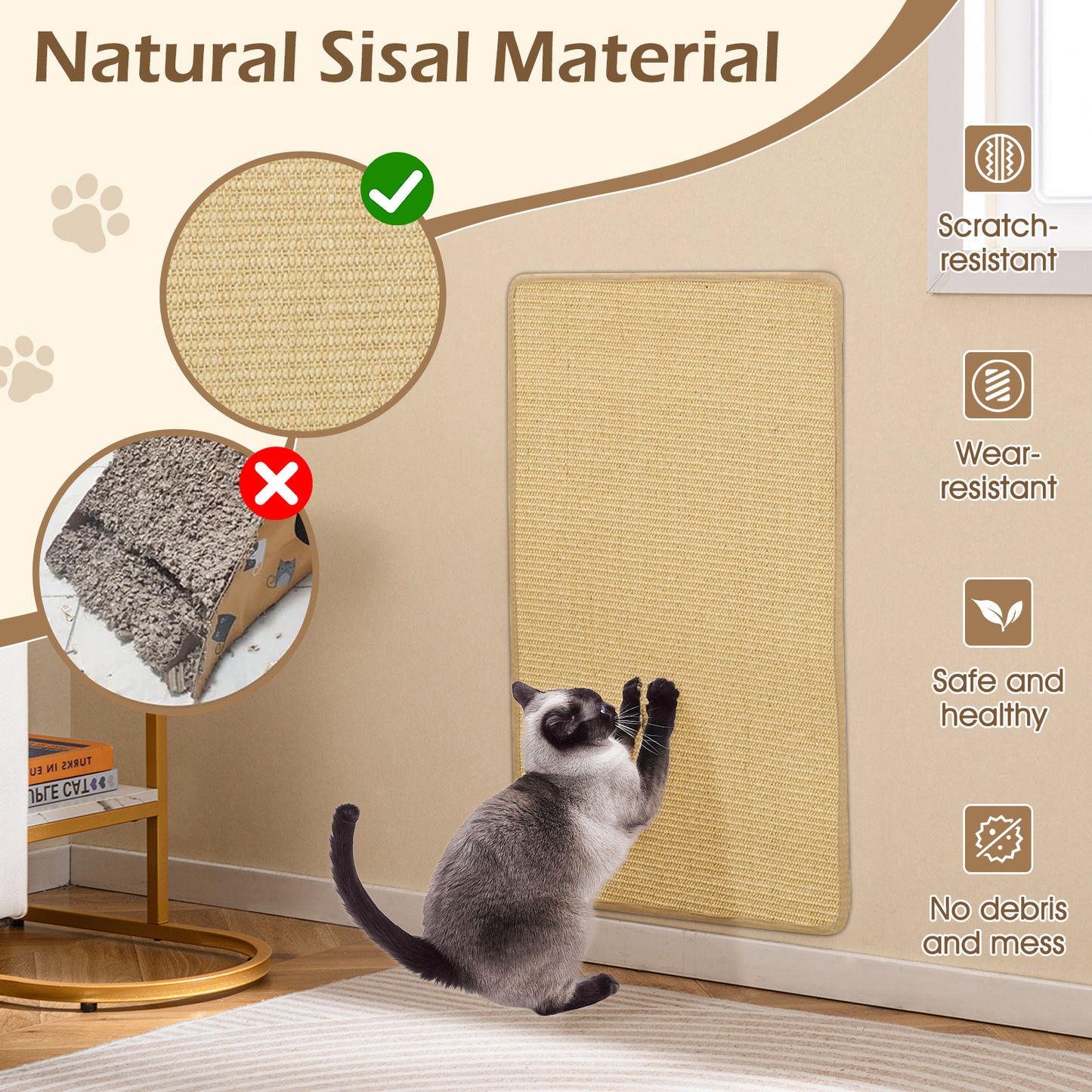 Cat Scratcher Mat Set, 4 Pieces, 32 x 20 Inch, Natural Cat Trees Condos & Scratchers at Gallery Canada