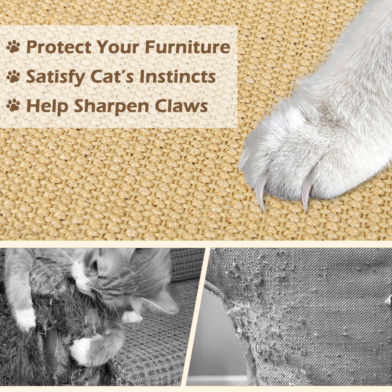 Cat Scratcher Mat Set, 4 Pieces, 32 x 20 Inch, Natural Cat Trees Condos & Scratchers at Gallery Canada