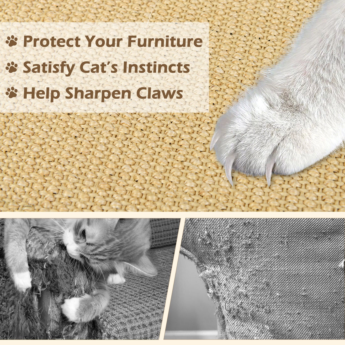 Cat Scratcher Mat Set, 4 Pieces, 32 x 20 Inch, Natural Cat Trees Condos & Scratchers at Gallery Canada