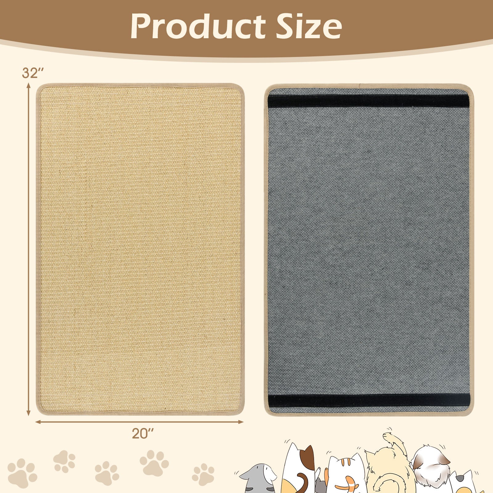 Cat Scratcher Mat Set, 4 Pieces, 32 x 20 Inch, Natural Cat Trees Condos & Scratchers at Gallery Canada