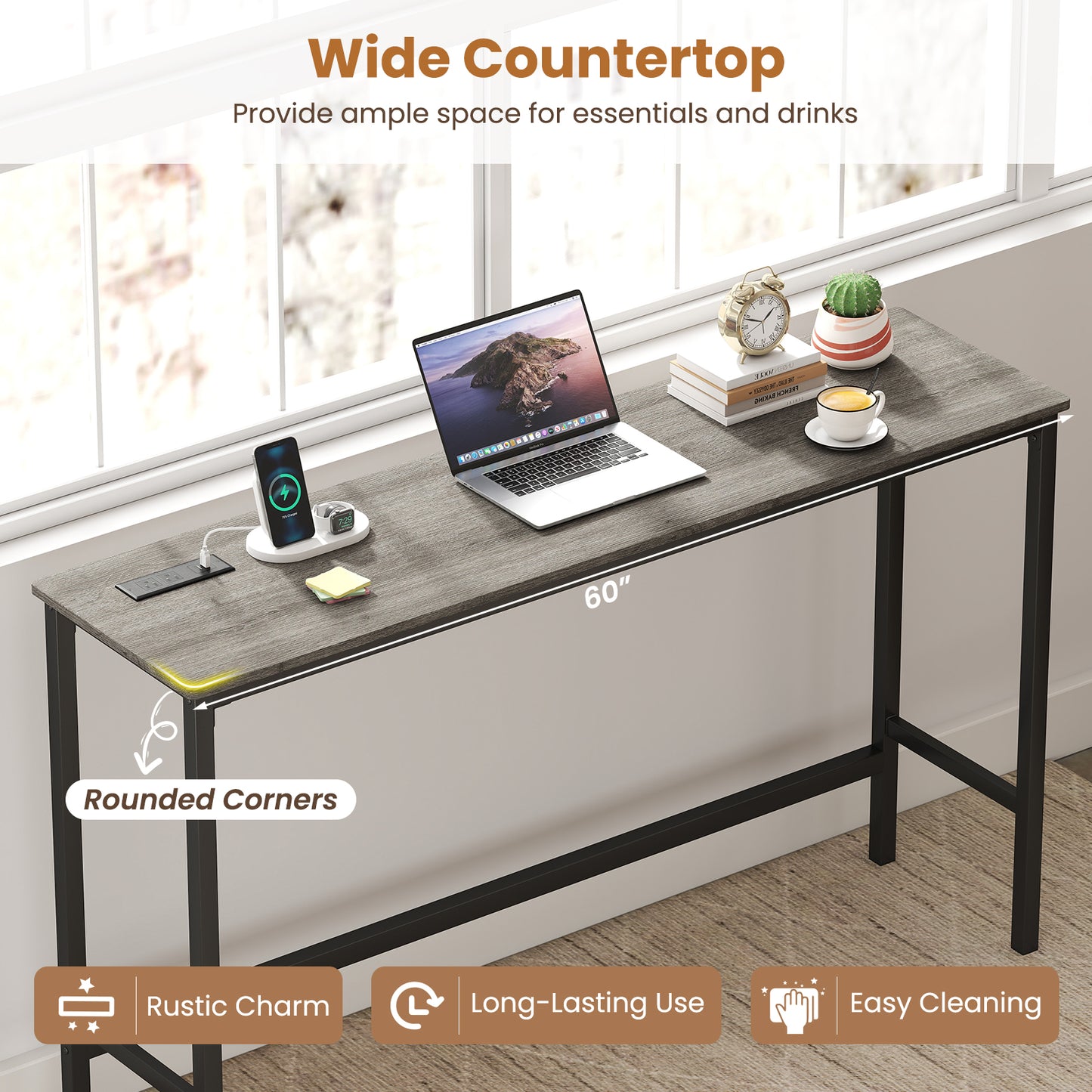 4-Piece Counter Height Bar Table With Power Outlet, 3 Padded Stools, Gray Dining Room Sets at Gallery Canada