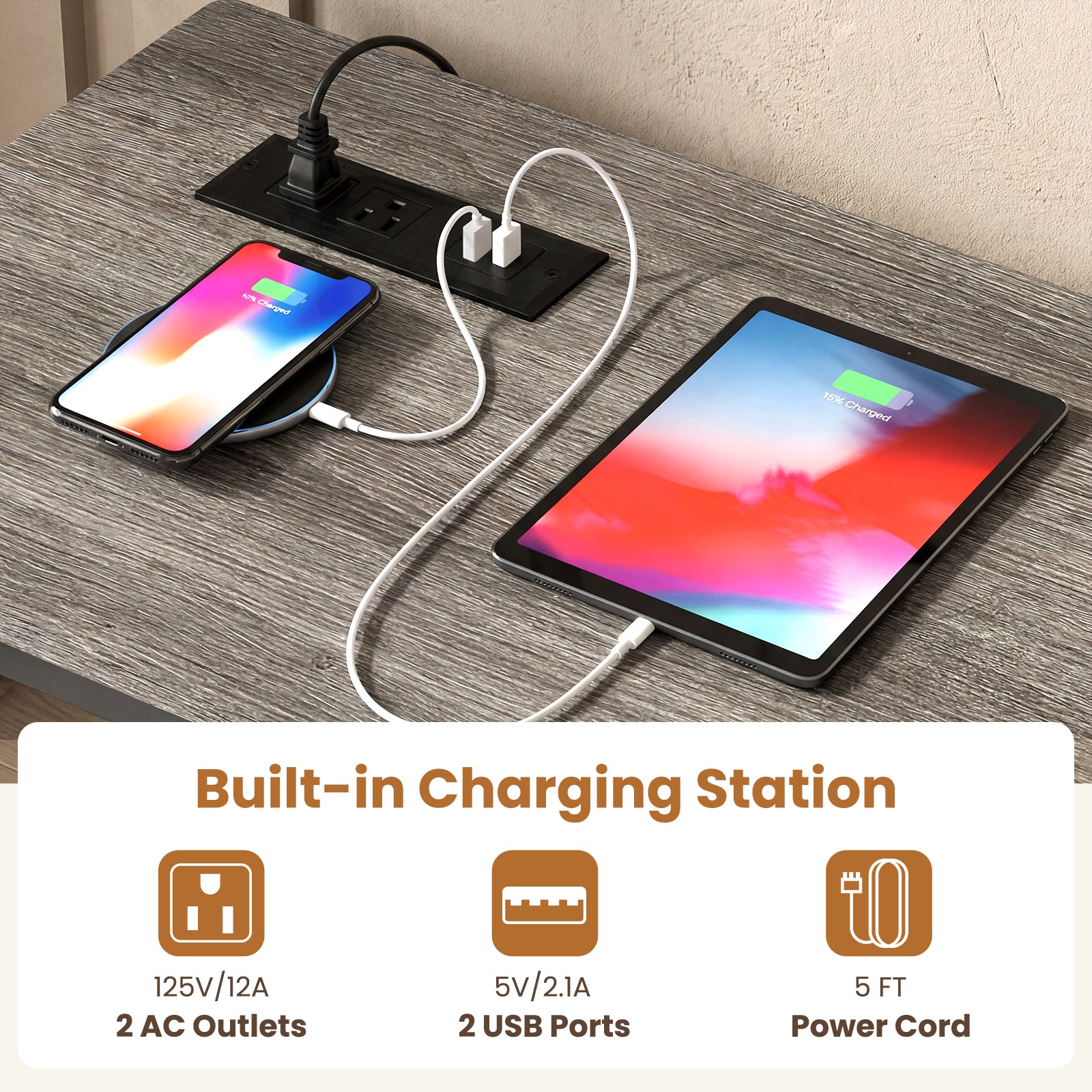 4-Piece Counter Height Bar Table With Power Outlet, 3 Padded Stools, Gray Dining Room Sets at Gallery Canada