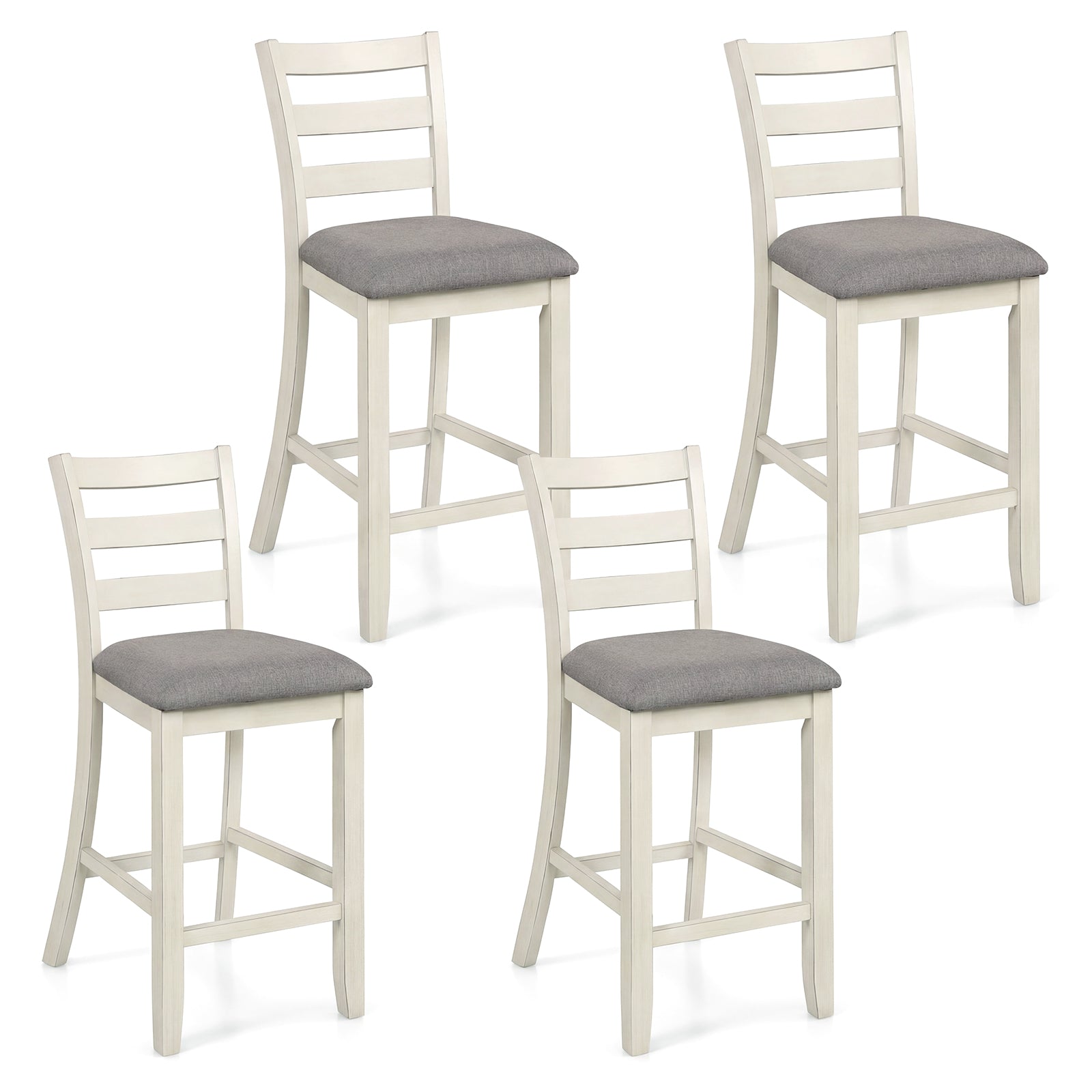 4 Counter Height Chairs, Fabric Seat, Rubber Wood Legs, Beige Bar Stools Beige at Gallery Canada