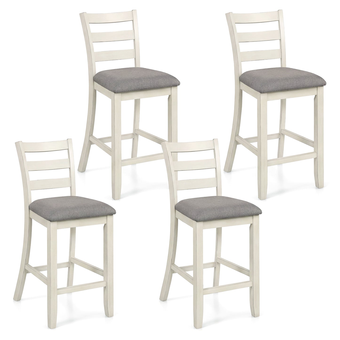 4 Counter Height Chairs, Fabric Seat, Rubber Wood Legs, Beige Bar Stools Beige at Gallery Canada