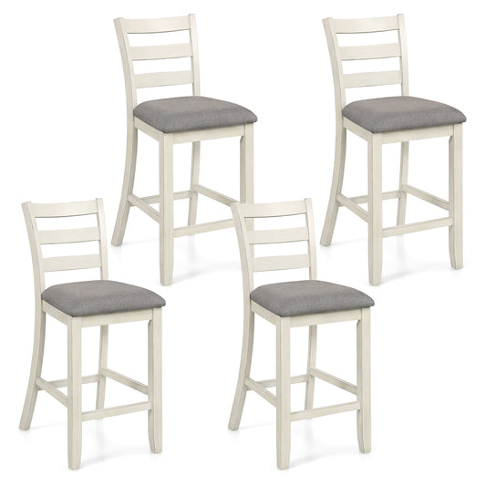 4 Counter Height Chairs, Fabric Seat, Rubber Wood Legs, Beige Bar Stools Beige at Gallery Canada