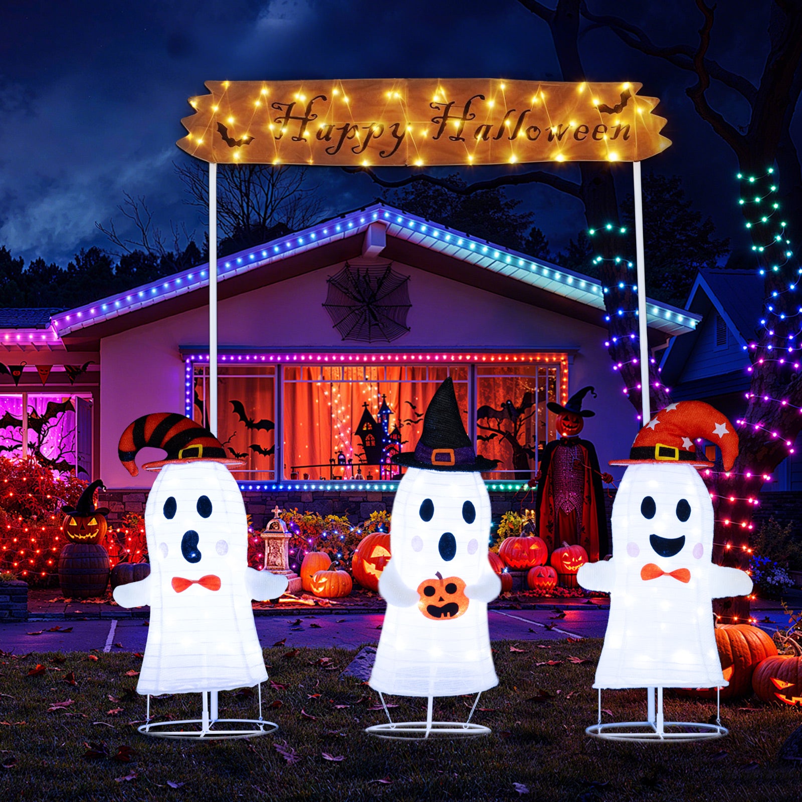 4 Pieces Halloween Decoration Pop up Ghosts with Gate and LED Lights Halloween at Gallery Canada