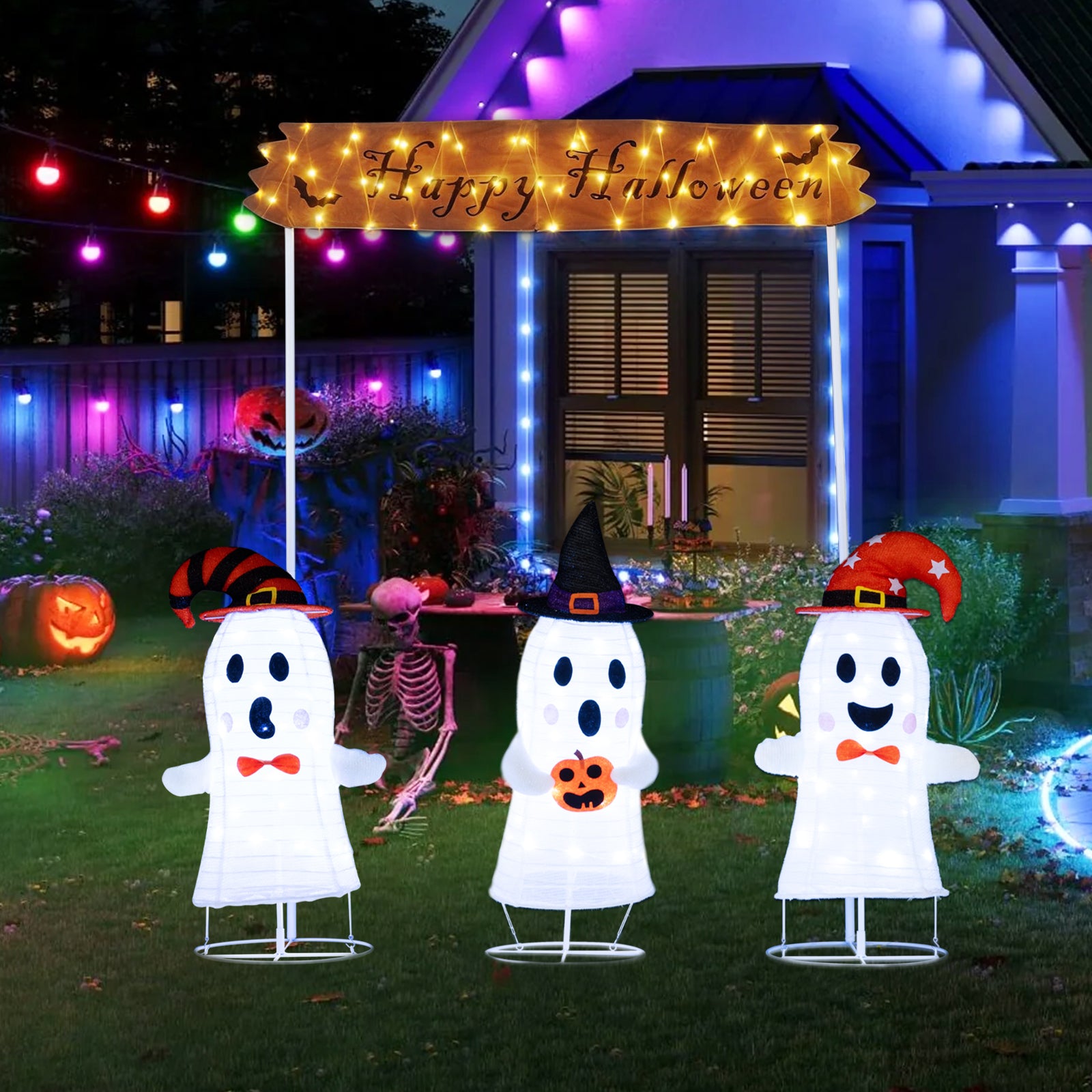4 Pieces Halloween Decoration Pop up Ghosts with Gate and LED Lights Halloween at Gallery Canada