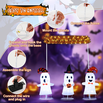 4 Pieces Halloween Decoration Pop up Ghosts with Gate and LED Lights Halloween at Gallery Canada