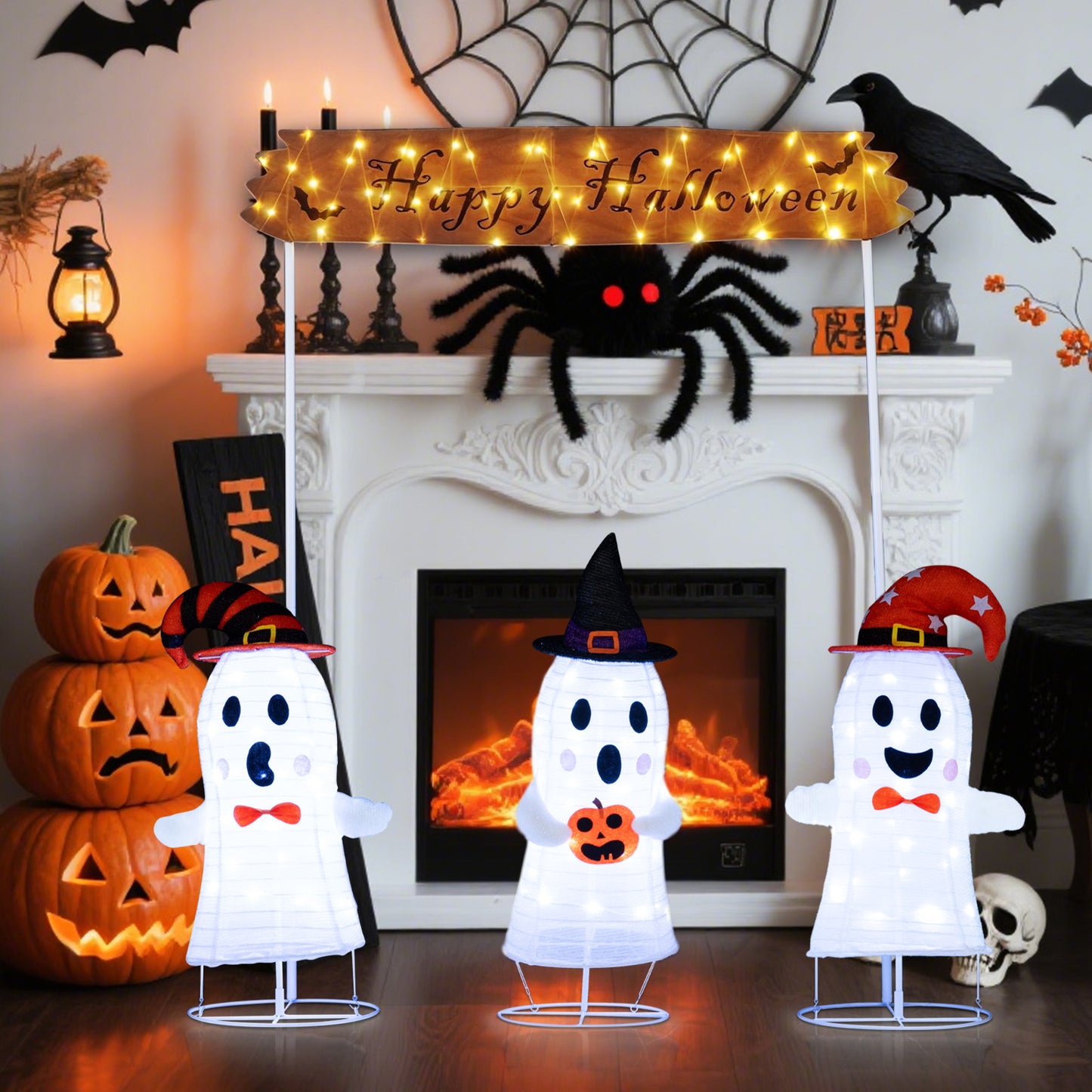 4 Pieces Halloween Decoration Pop up Ghosts with Gate and LED Lights Halloween at Gallery Canada
