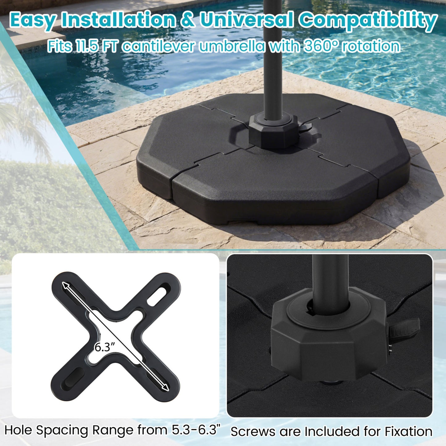 4 Piece Patio Cantilever Offset Umbrella Weight Base Plate Set, Black Outdoor Umbrella Bases at Gallery Canada