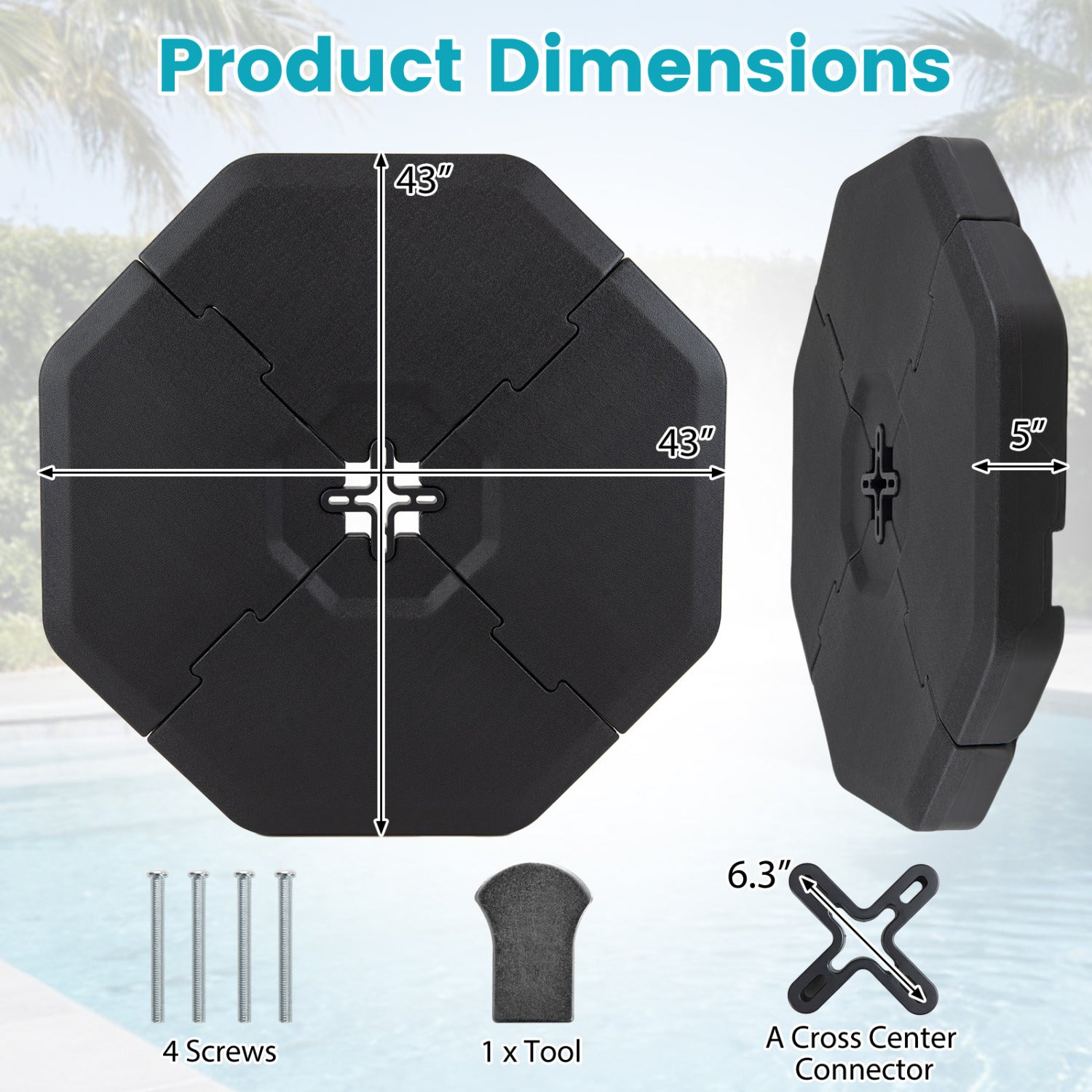 4 Piece Patio Cantilever Offset Umbrella Weight Base Plate Set, Black Outdoor Umbrella Bases at Gallery Canada