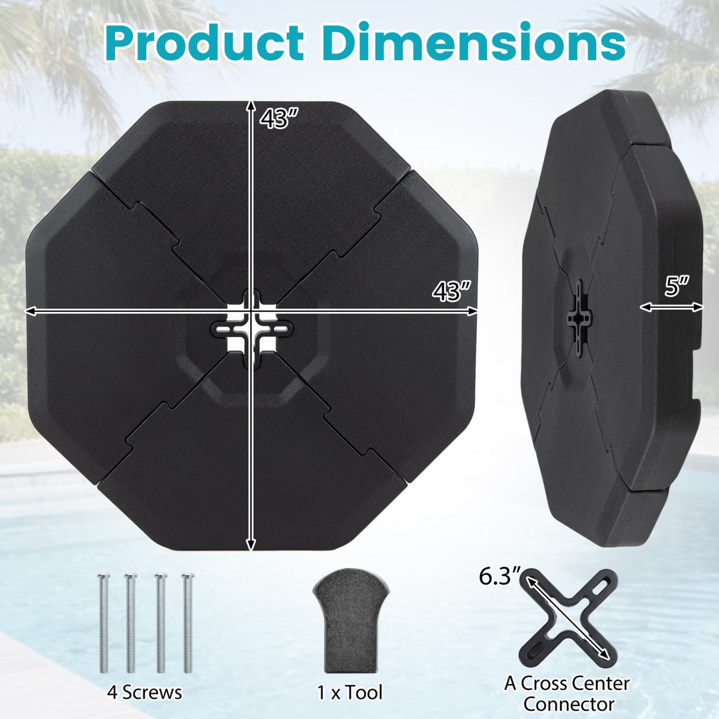 4 Piece Patio Cantilever Offset Umbrella Weight Base Plate Set, Black Outdoor Umbrella Bases at Gallery Canada