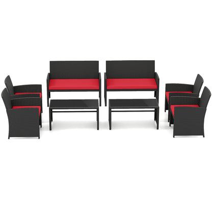 4 Pieces Patio Furniture Set with Tempered Glass Tabletop and Removable Cushion, Red Patio Conversation Sets at Gallery Canada