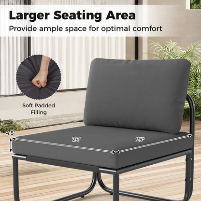 4 Pieces Patio Furniture Set with Cushions and Coffee Table, Gray