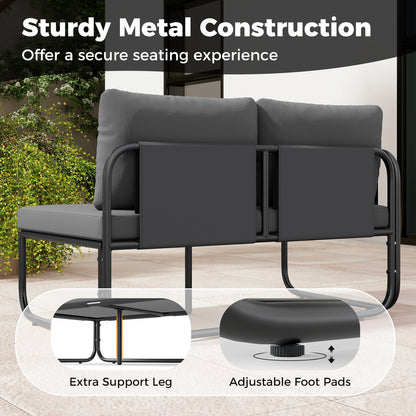 4 Pieces Patio Furniture Set with Cushions and Coffee Table, Gray